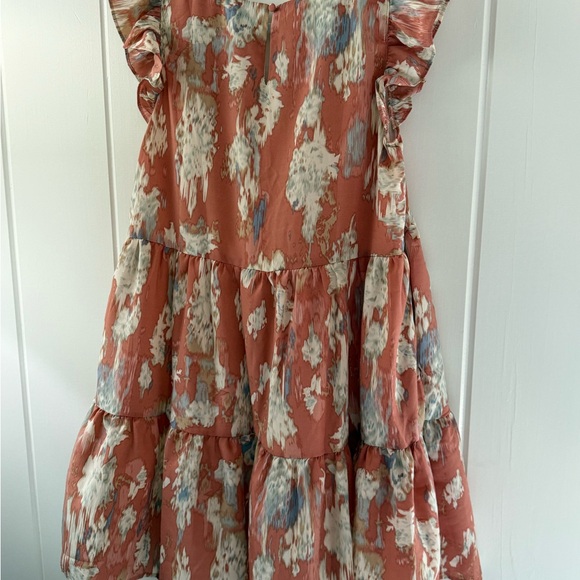 Hayden Floral Ruffle Dress - Coral and Cream - Picture 3 of 3